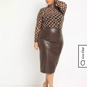 Eloquii Dark Brown Pencil Skirt